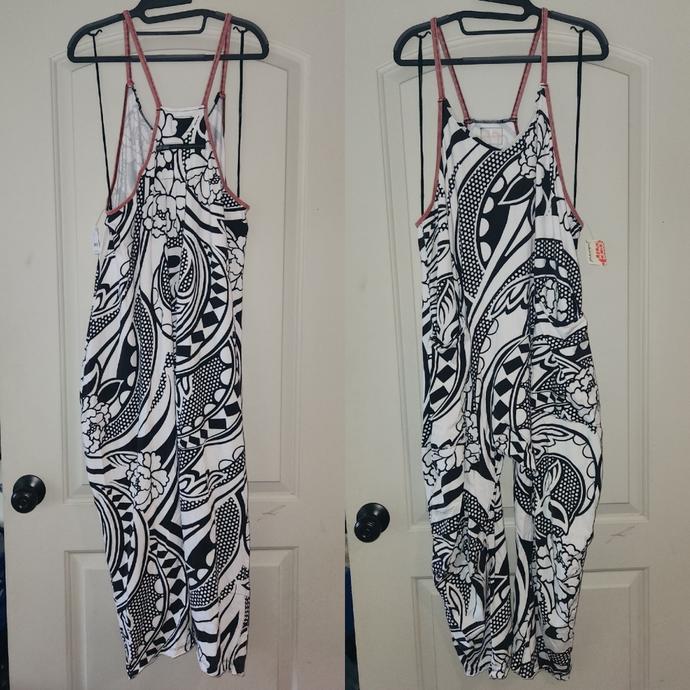 New FP Movement Free People Hot Shot Onesie S Padma Black Printed Combo Jumpsuit - Picture 10 of 16